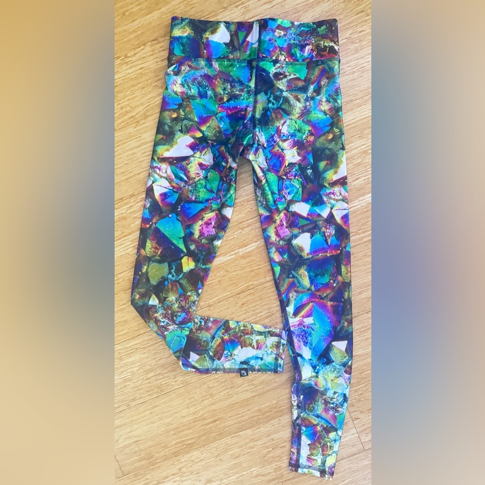 Terez Multicolor Jewel Print Leggings yoga pants activewear leggings S  #3